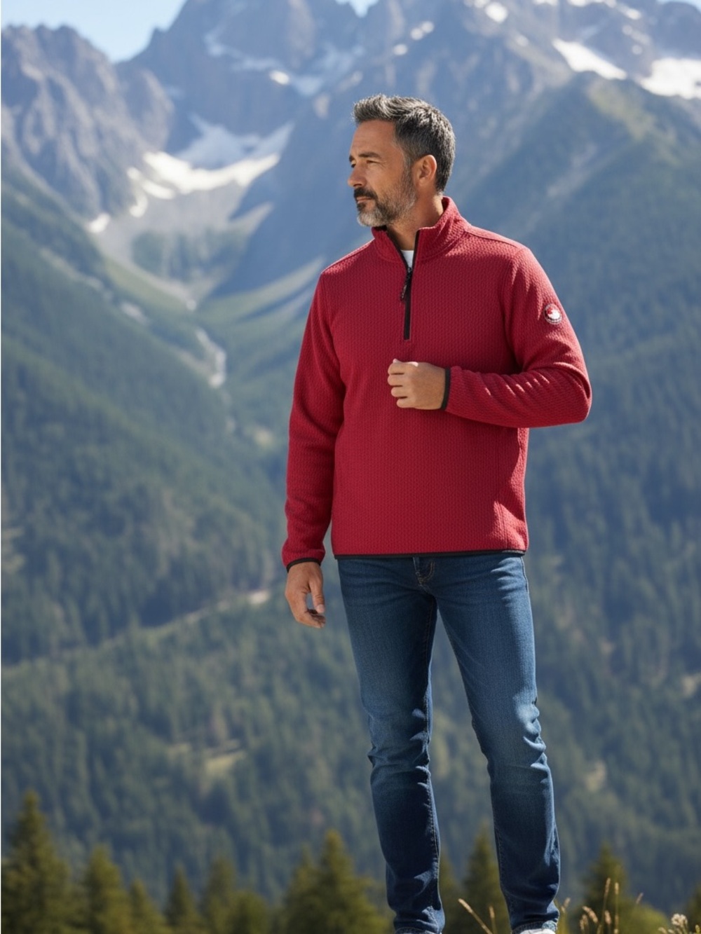 Canada Weather Gear Red Textured Quarter Zip Fleece Pullover XL